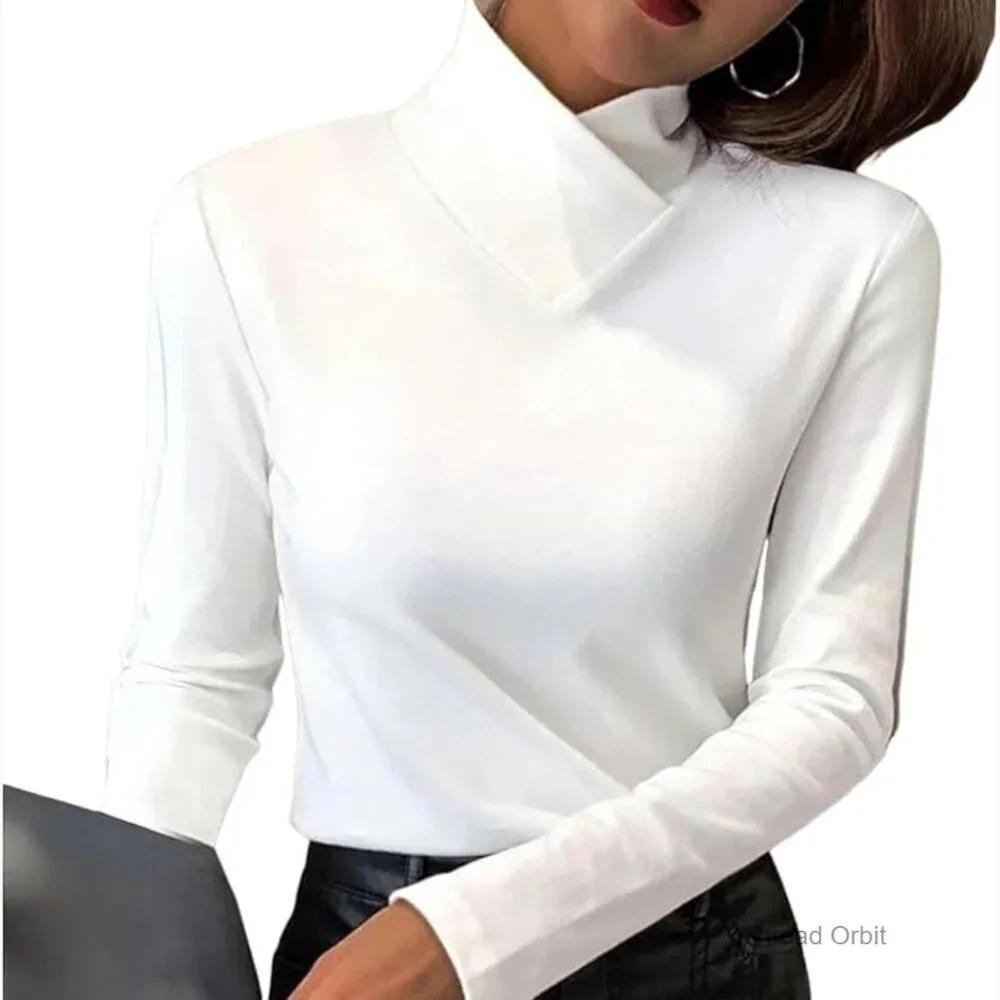 Long Sleeve Mock Neck Turtleneck Tee High Stretch Warm Pullover Fit
